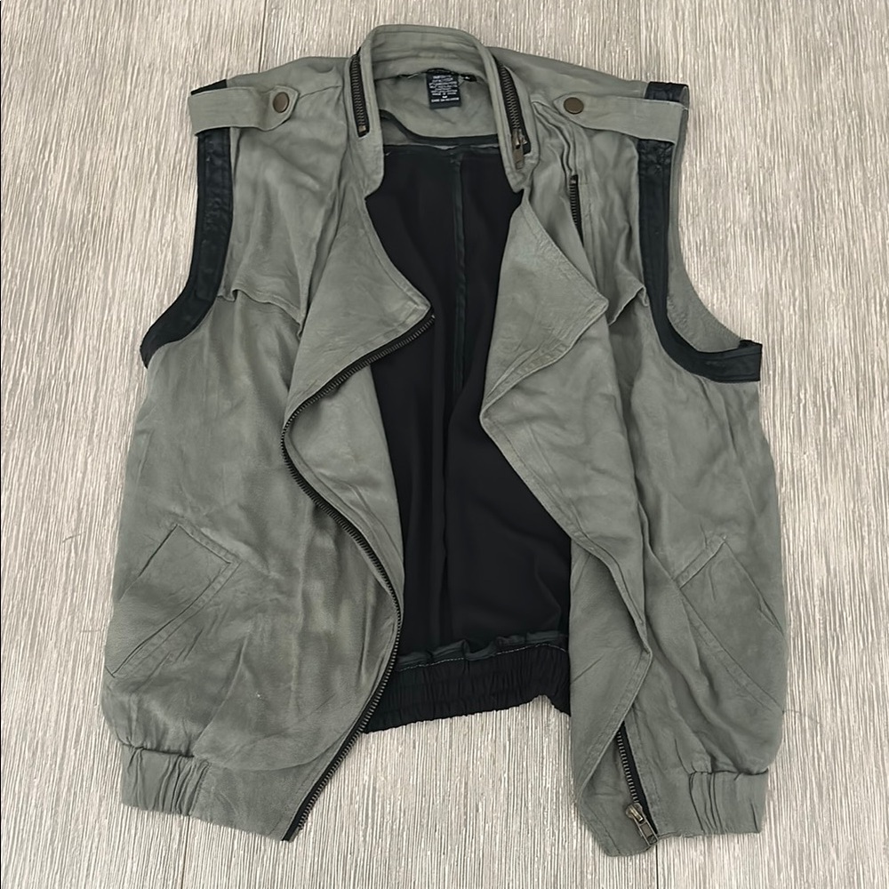 living doll Olive Green Sleeveless Moto Vest